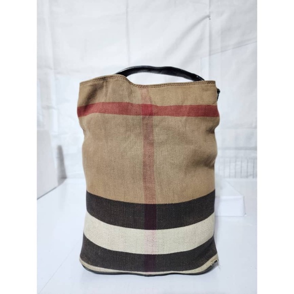 Authentic BURBERRY Canvas Mega Check Medium Ashby Hobo Saddle Bag Brown/Beige - Picture 5 of 14